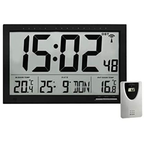 Tfa Dostmann Funk Orologio Digitale da Parete Nero