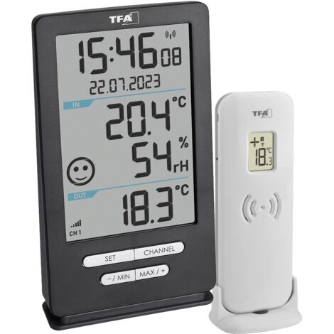 TFA Dostmann Funk-Thermometer XENA HOME Thermomètre numérique radiopiloté anthracite 30.3074.10