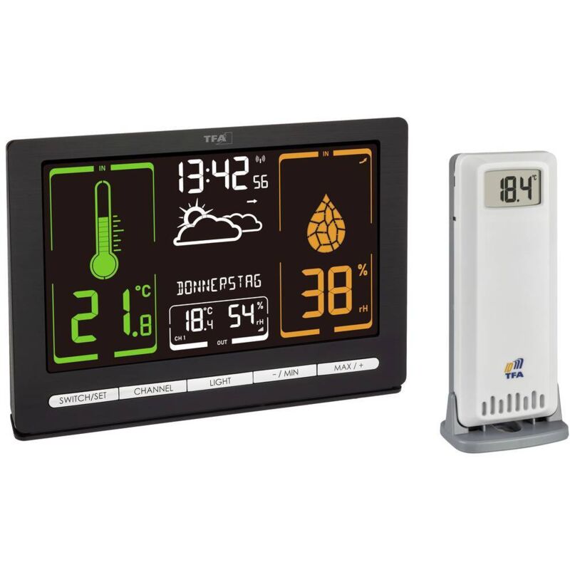 Funk-Wetterstation meteochrome 35.1132.01 Station météo radiopilotée Prévisions météorologiques 12 à 24 he - Tfa Dostmann