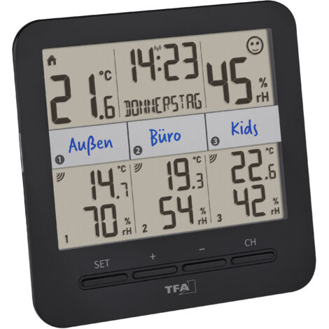 TFA Dostmann KLIMA@HOME 2 Funk-Thermo-/Hygrometer Schwarz 30.3075.01