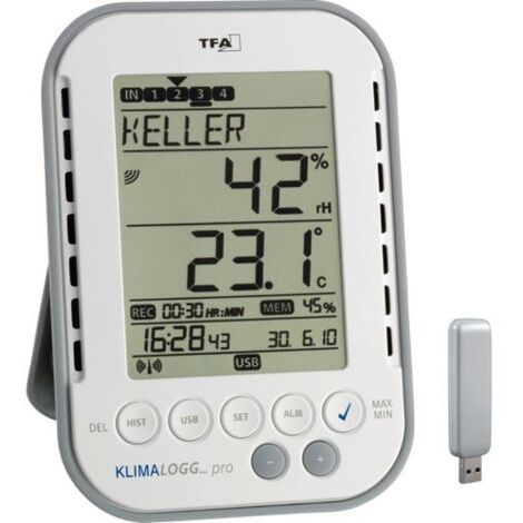 TFA Dostmann KlimaLogg Pro Luftfeuchtemessgerät (Hygrometer) 1 % rF 99 % rF Datenlogger und Funk-US