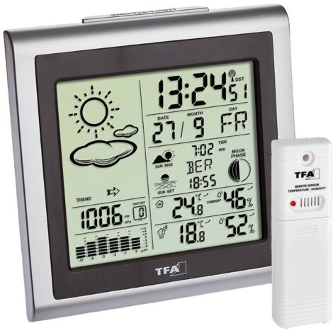 TFA Dostmann LARGO 35.1145.54 Station météo radiopilotée Prévisions météorologiques 12 heures Nombre de capteurs max. 3 D047472