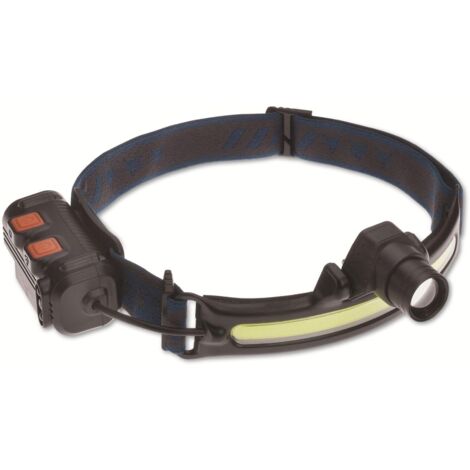 TFA Dostmann Linterna LED Lumatic Head 43.2038.01 recargable superbrillante linterna frontal para pesca, correr, manualidades, camping, a prueba de salpicaduras, color negro