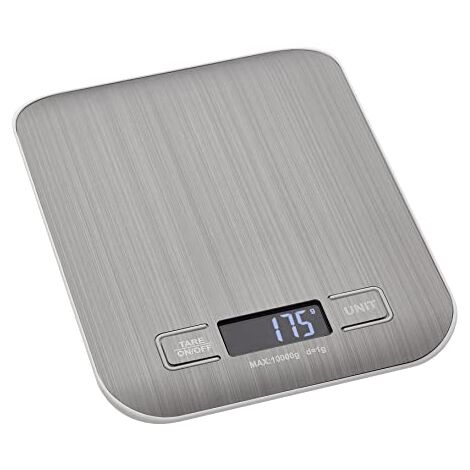 TFA Dostmann MOCHI 50.2007.20 - Báscula digital de cocina con pantalla LCD, cálculo de volumen para leche, báscula de alimentos, hasta 5 kg, ligera, con almohadillas de goma, color verde