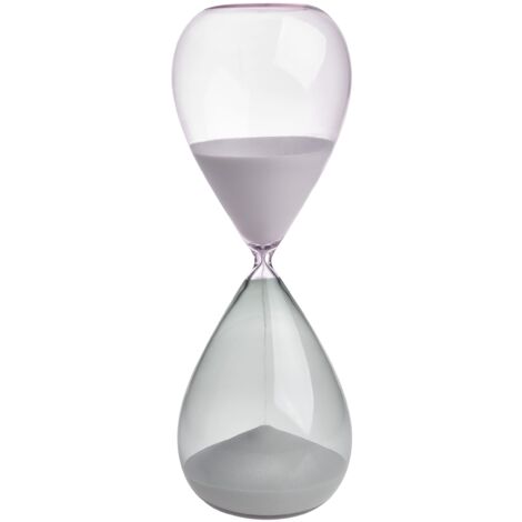 TFA Dostmann Orologio clessidra grande, 18.6011.02.40, durata 60 minuti, combinazione di vetri colorati grigi e rosa, con sabbia