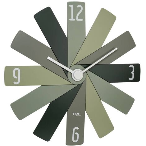 TFA Dostmann Orologio Clock in The Box, 60.3020.04, orologio da parete analogico, senza ticchettio, lunga durata della batteria, per camera da letto, cucina, studio, colore verde