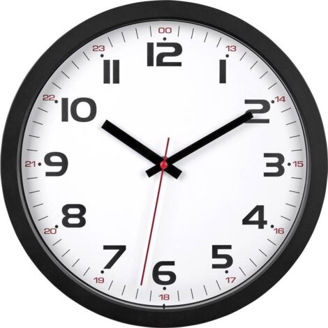 TFA Dostmann Orologio da parete analogico, vetro, 60.3050.01, di facile lettura, nero