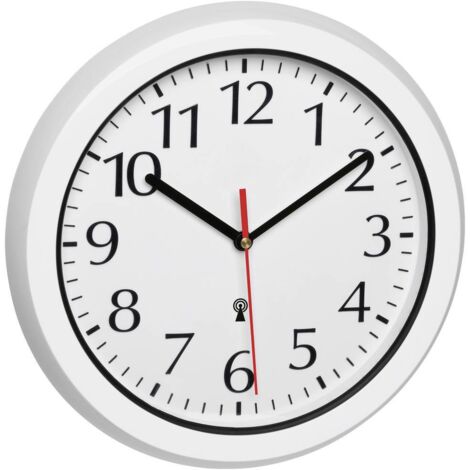 TFA Dostmann orologio da parete per esterni, 60.3542.02, orologio da parete radiocomandato, resistente alle intemperie, per giardino, terrazza, piscina, orologio da bagno, 30,5 cm, bianco