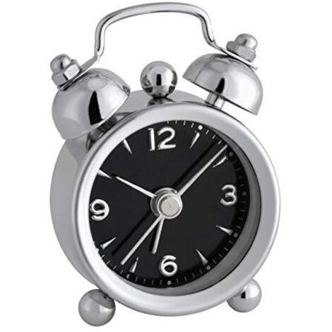 TFA Dostmann Orologio Sveglia Nostalgico al Quarzo Nero Argento Bianco