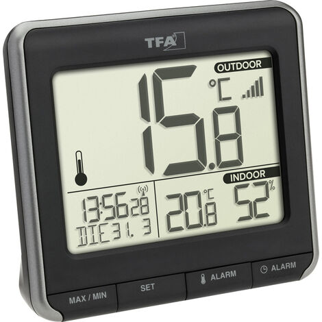 TFA Dostmann PRIO Funk-Thermometer digital Schwarz, Weiß 30.3069.01