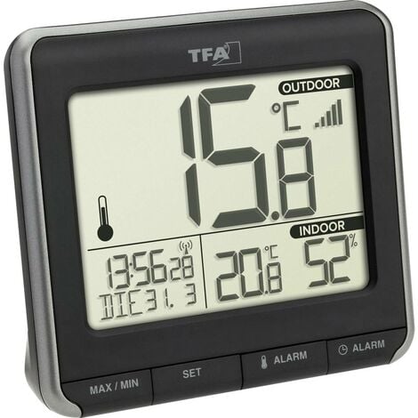 TFA Dostmann PRIO Thermomètre numérique radiopiloté noir, blanc