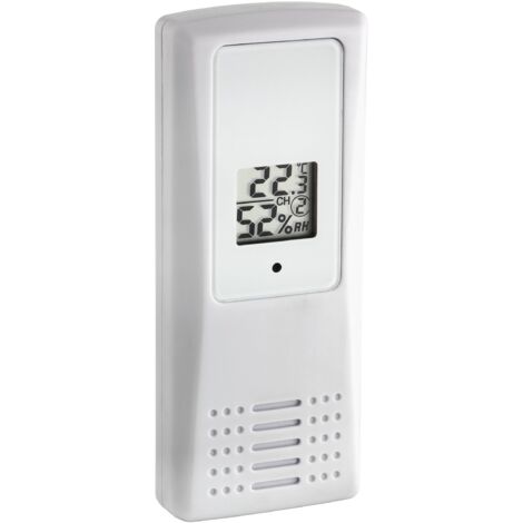 TFA Dostmann sensore esterno con display, 30.3208.02, per 30.3054.10, Termo-Igro-Trasmettitore, bianco
