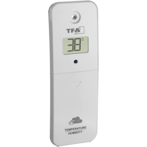 TFA Dostmann sensore esterno di temperatura, 30.3800.02, per stazioni meteo TFA WLAN 35.8000  35.8001  35.8002  35.8003, per condizionatori, bianco