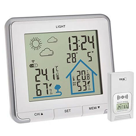 TFA Dostmann Station météo radio-piloté Life, 35.1153.02, station météo numérique radio, humidité, température, avec rétroéclairage, symboles météo, blanc (35.1153.02)