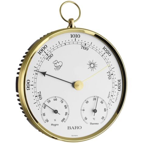 TFA Dostmann Stazione meteo analogica, 20.3006.32 con anello in metallo, barometro, termometro, igrometro, oro