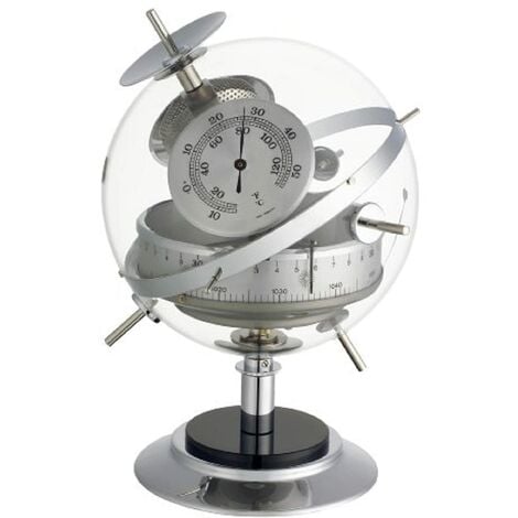TFA Dostmann Stazione Meteo analogica Sputnik, 20.2047.54, con termometro, igrometro e barometro, Realizzata a Mano, per previsioni Meteo, Made in Germany, Cromato