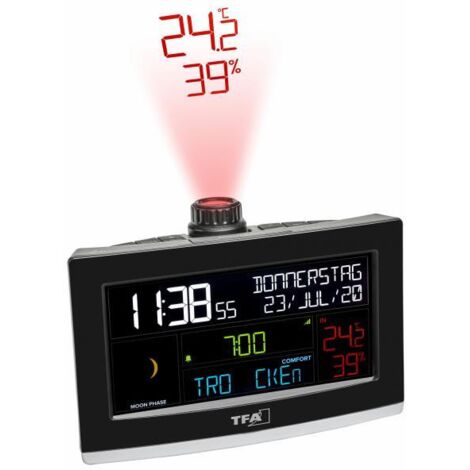 TFA Dostmann sveglia a proiezione WLAN VIEW SHOW, 35.8002.01, con proiezione dell'ora, sveglia, VIEW App gratuita, timer sonno breve, clima ambiente, nero
