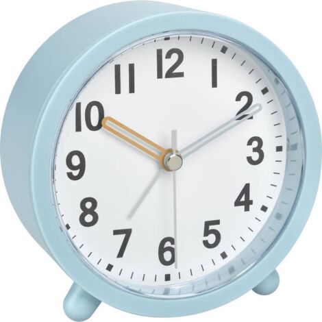 TFA Dostmann Sveglia analogica con movimento silenzioso, 60.1043.20, orologio da tavolo, funzionamento a batteria,snooze, retroilluminazione, facile da leggere, turchese