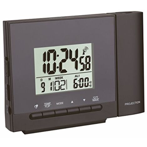 TFA Dostmann Sveglia con proiettore soffitto radio TFA Dostmann, 60.5013.01, proiezione di ora/temperatura, due orari di allarme, funzione di ricarica per dispositivi mobili, nero