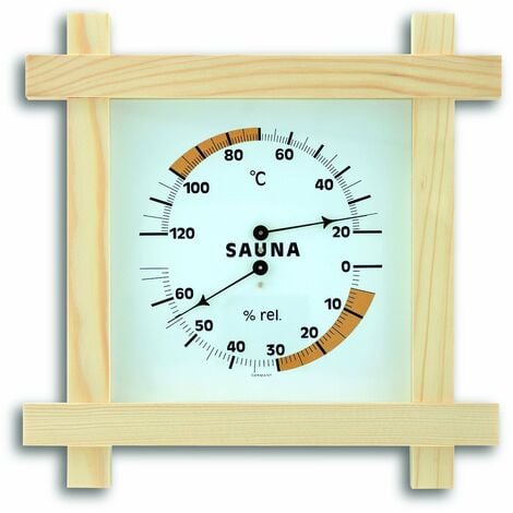 TFA Dostmann Termoigrometro per sauna, 40.1008, con struttura in legno, particolarmente preciso grazie al movimento sintetico del capello, naturale