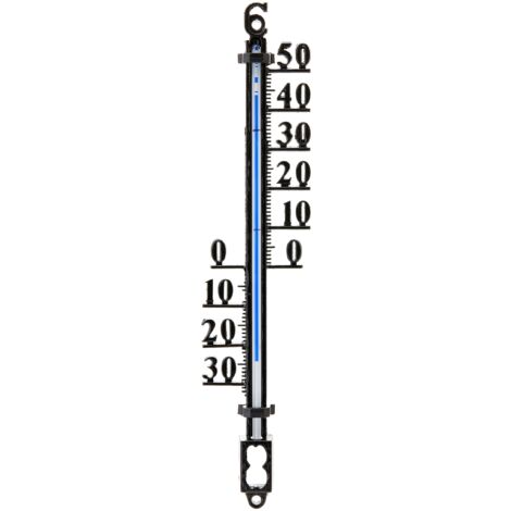 TFA Dostmann Termometro analogico, 12.5000, in metallo, resistente alle intemperie, altezza 16,5cm, con materiale di montaggio, temperatura esterna, esterno, nero