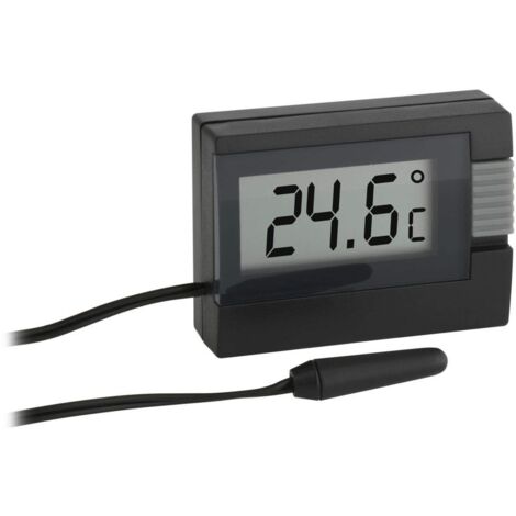 TFA Dostmann Termometro Digitale con sensore di Temperatura Impermeabile, Piccolo, Nero