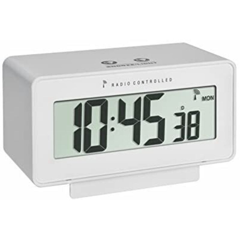 TFA - Dostmann 60.2544 Change - Réveil numérique (température ambiante, radiocommandé, jour de la semaine et date, blanc)