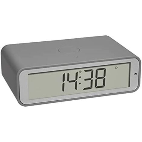 TFA Dostmann Twist 60.2560.10 - Réveil numérique sans fil avec affichage rotatif, design élégant, alarme de avec répétition, couleur gris