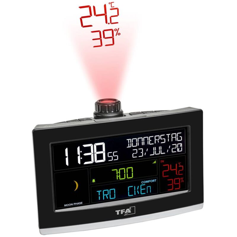 Tfa Dostmann - view show 35.8002.01 à quartz Horloge de table WiFi numérique noir