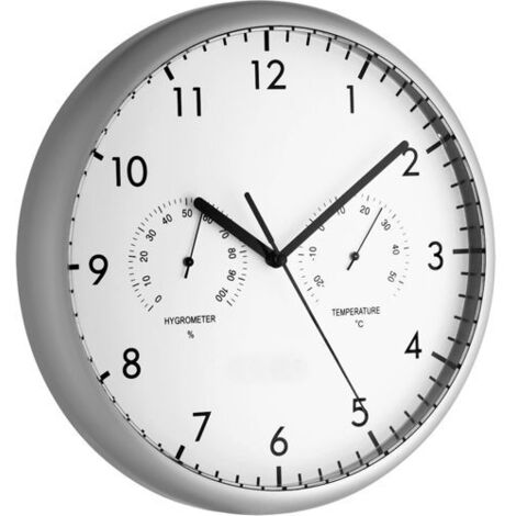TFA Elektronische Wanduhr mit Thermometer und Hygrometer 265 mm
