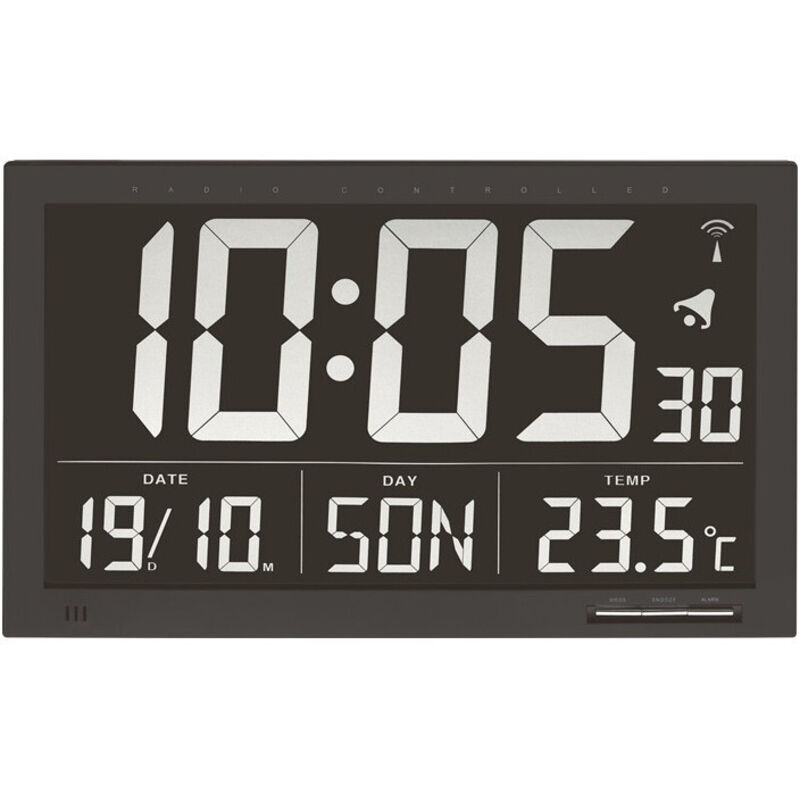 Tfa Dostmann - tfa Horloge murale numérique noire avec thermomètre taille xxl