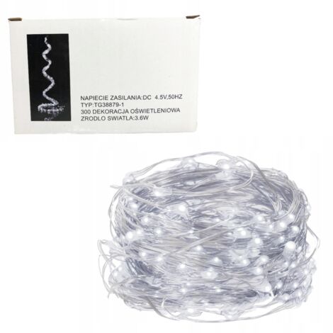 TG38879-1 Lampe frontale à fil LED blanc froid 300 LED effet cheveux d'ange
