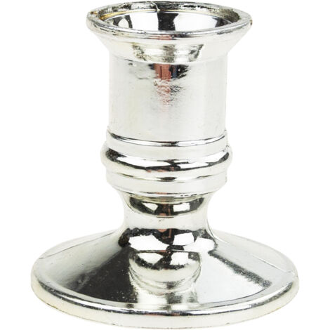 TG51852 PORTE-BOUGIE CONIQUE SIMPLE EN PLASTIQUE POUR BOUGIES LONGUES, ARGENTÉ pour les chants de Noël