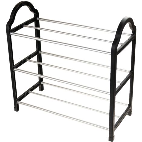 TG56565 Étagère à chaussures, meuble de rangement, étagère d'entrée, 3 niveaux, pliable, noire