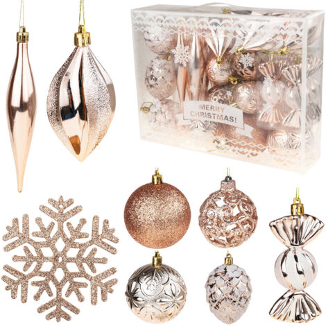 TG57484-2 Boules de Noël dorées, lot XXL de 29 pièces, motifs en forme d'étoile