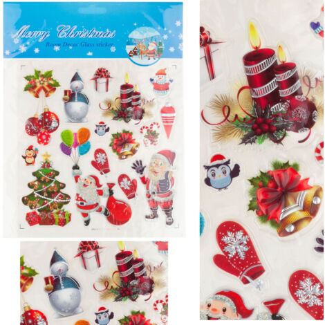 TG59806 ENSEMBLE D'AUTOCOLLANTS DE NOËL, CADEAUX ET DÉCORATIONS DE NOËL POUR VITRINES