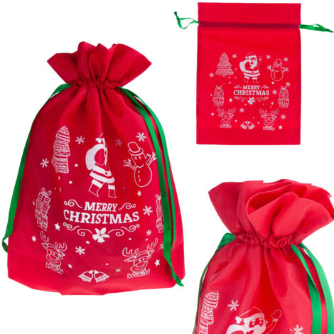 TG61382-2 SAC CADEAU DE NOËL SAC CADEAU EMBALLAGE ÉCOLOGIQUE ROUGE