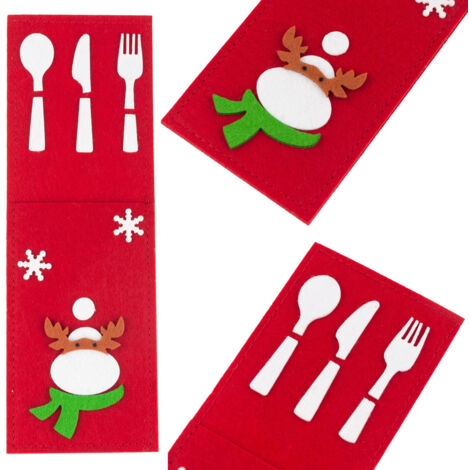 TG61468 ÉTUI À COUVERTS DE NOËL DÉCORATION DE TABLE POUR LA VEILLE DE NOËL