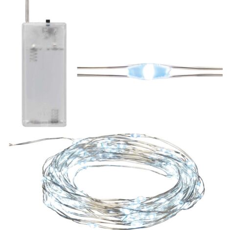 TG66254-1 Guirlande lumineuse pour sapin de Noël sur fil, 40 micro-guirlandes LED blanc froid AA