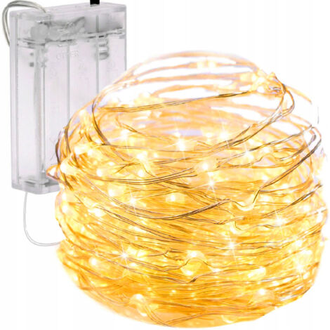 TG66263-2 Guirlande lumineuse pour sapin de Noël sur fil, 80 micro-LED blanc chaud AA