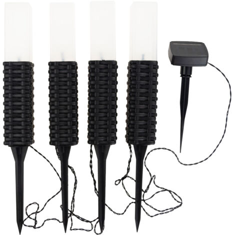 TG66774 Solar-Gartenlampe, Rattan-LED-Lampen, 4 Stück, Pfostenmontage, Solarpanel