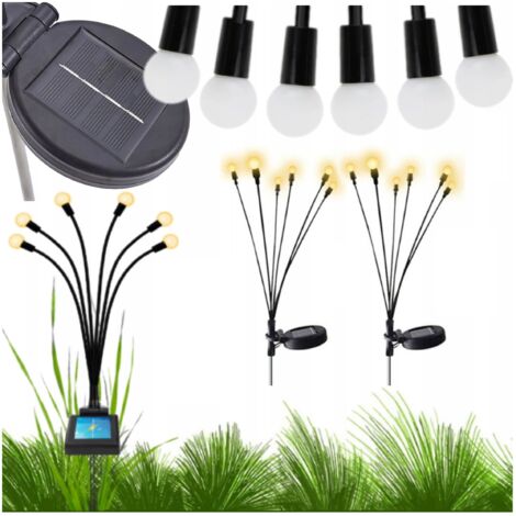 TG71287 Boules solaires, lampes solaires 10 LED, 2 pièces, perforées, oscillantes