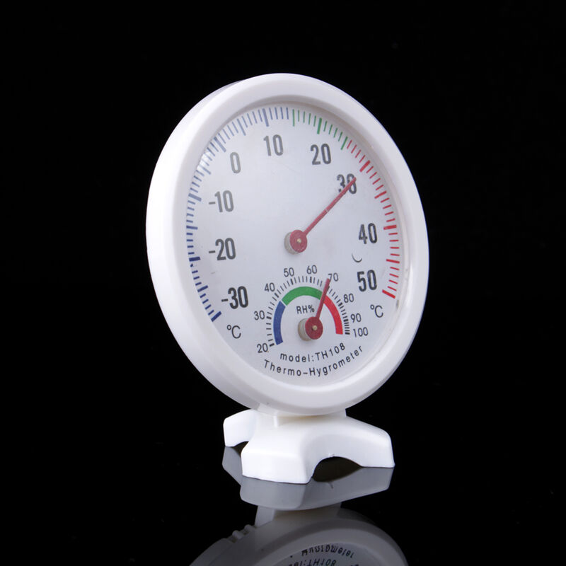 TH-108 Température Humidimètre Mini Portable en Forme d'Horloge 2 en 1 Intérieur Extérieur Analogique Hygromètre Thermomètre Aiguille Cadran Rond