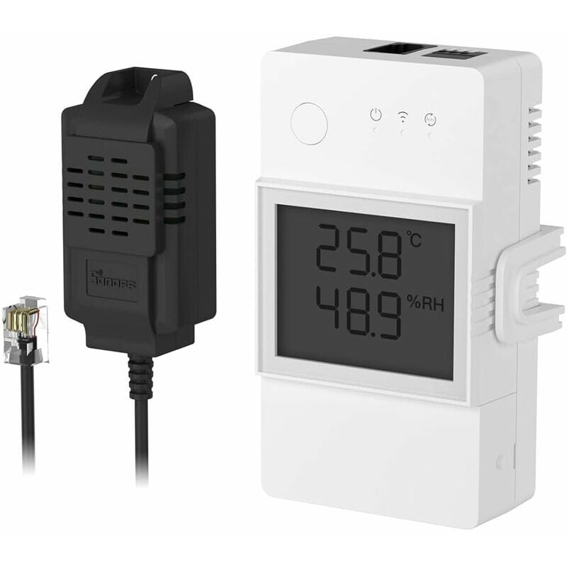 SNQ - th Elite 16A Interrupteur Connecté WiFi avec THS01 Capteur de Température et Humidité, Contrôle à Distance via app, Surveillance de Temp,