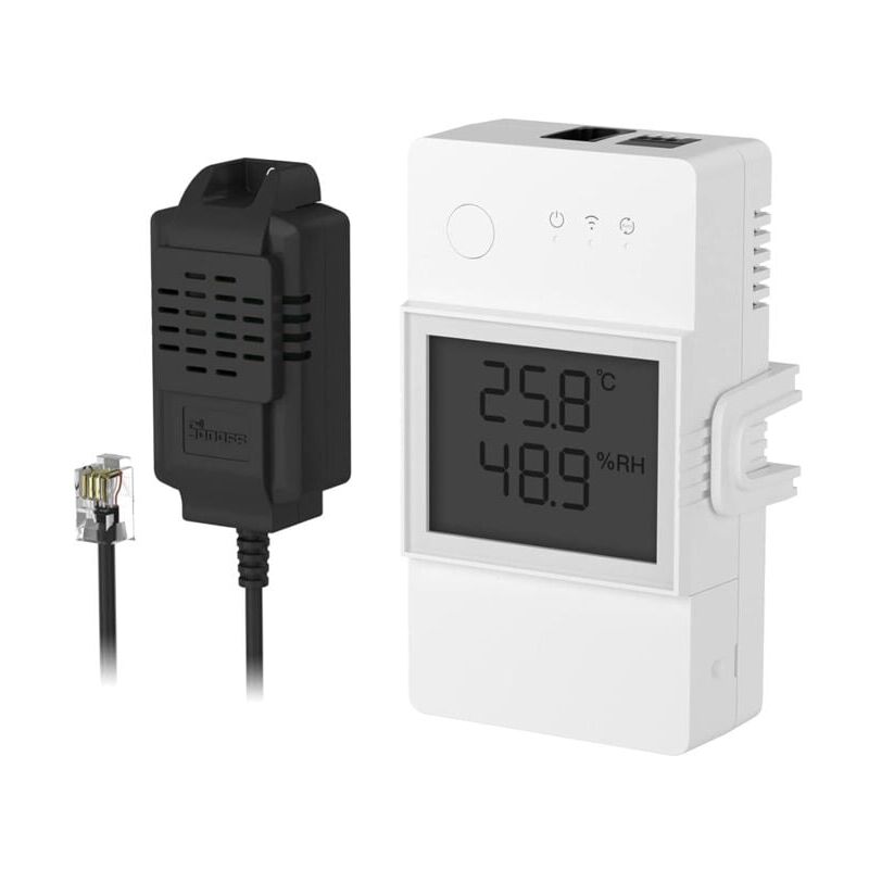 SNQ - th Elite 20A Interrupteur Connecté WiFi avec THS01 Capteur de Température et Humidité, Contrôle à Distance via app, Surveillance de Temp,