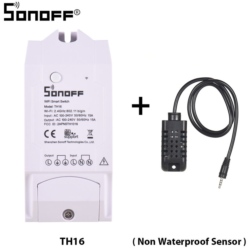 

SONOFF TH16 WiFi Interruptor inteligente inalambrico Monitoreo de temperatura Humedad Kit inalambrico de automatizacion del hogar Funciona con Amazon