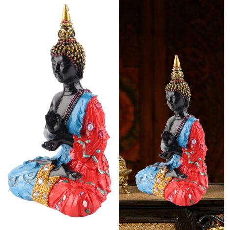 Thailändische Buddha-Statue in Ruheposition – Handgefertigte Harzskulptur mit positiver Energie für die Heimdekoration – 11,5 x 7,5 x 17,8 cm / 300 g