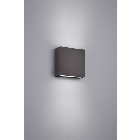 Thames Led Doble Emision Aplique Cuadrado IP54 Antracita 14x14 cm Trio Lighting