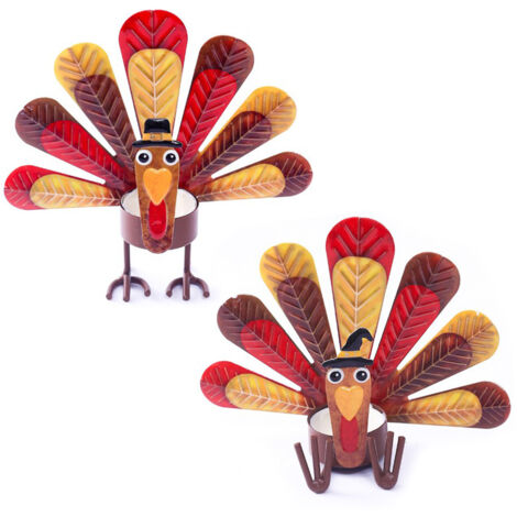Thanksgiving-Kerzenhalter in Truthahnform (2er-Set) – Festliche Dekoration aus Kunstharz