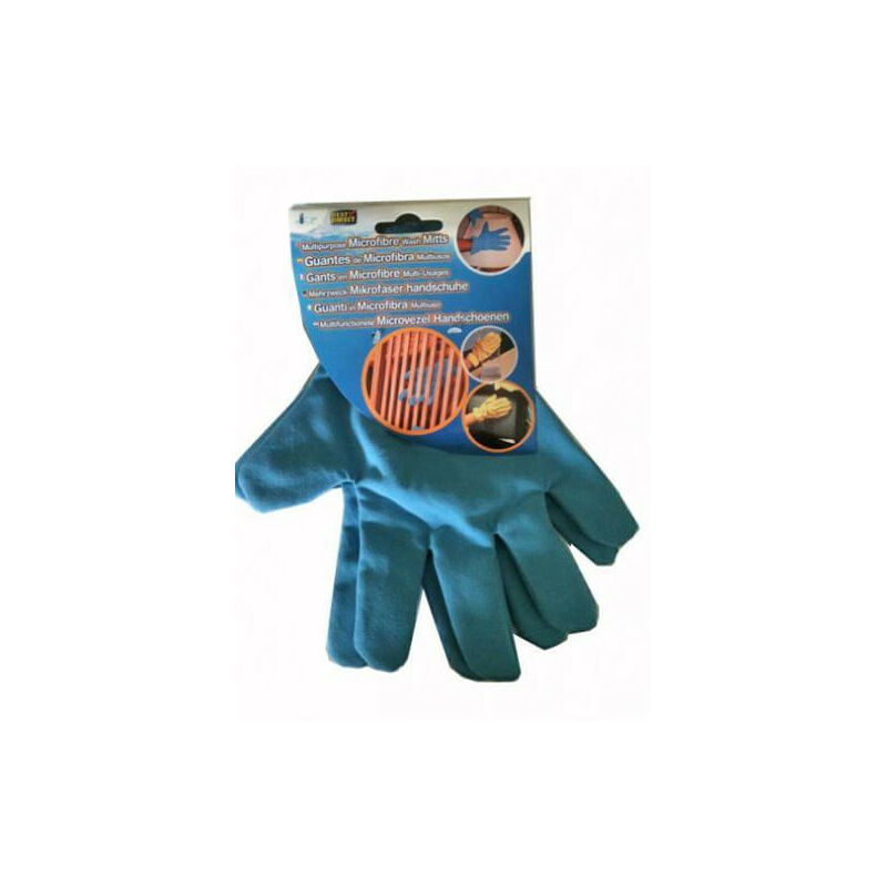The 2 microfiber gloves 5 fingers - Multipurpose microfiber gloves, removes dust, machine washable - One size